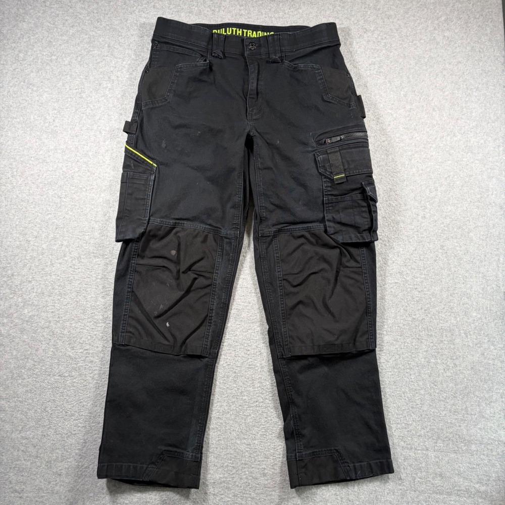 Duluth Trading Co DuluthFlex Fire Hose TradeTek Cargo Pants Mens 34x32 Black
